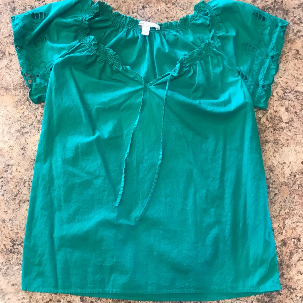 Green Eyelet Blouse